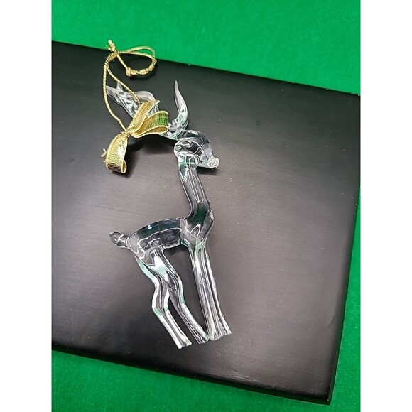 Avon Vintage Reindeer Christmas Ornament 4" Clear Plastic - Picture 1 of 8